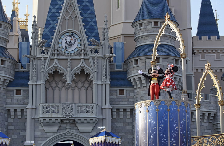 Disneyland castle, Disney World, Orlando, Mickey Mouse, Florida, HD wallpaper