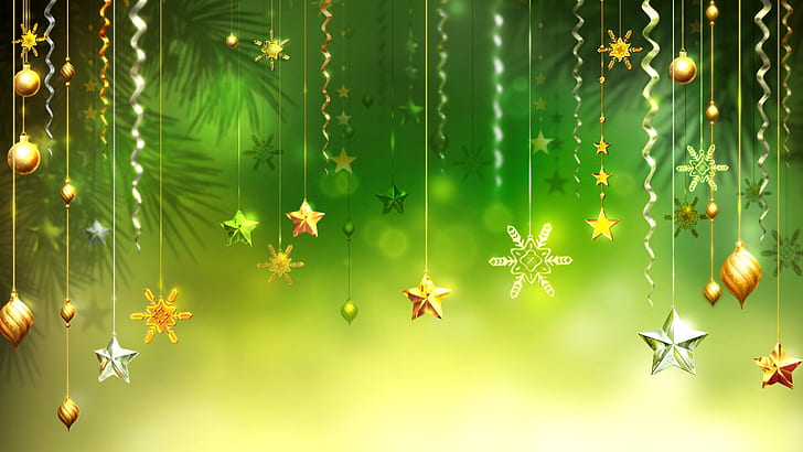 Christmas, Decorations, Stars, Balls, Snowflake, HD wallpaper