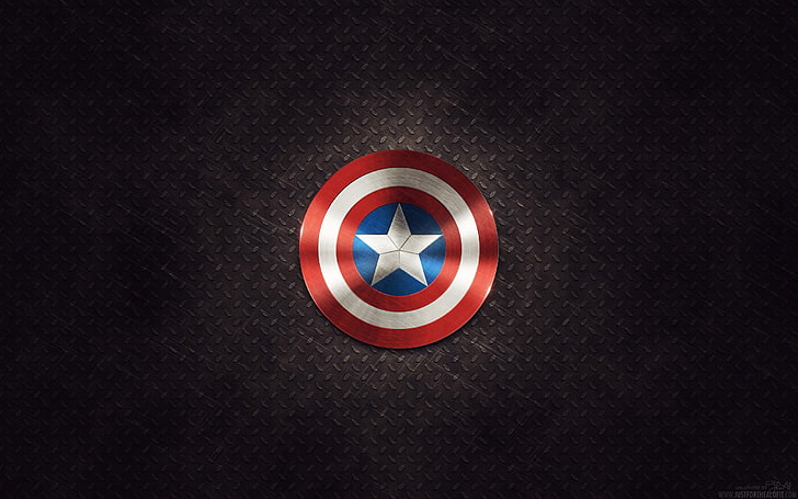 Captain America, logo, Marvel Comics, diamond plate, geometric shape, HD wallpaper