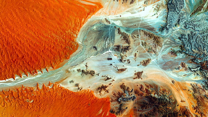 namib desert, namibia, aerial photography, earth, aerial view, HD wallpaper