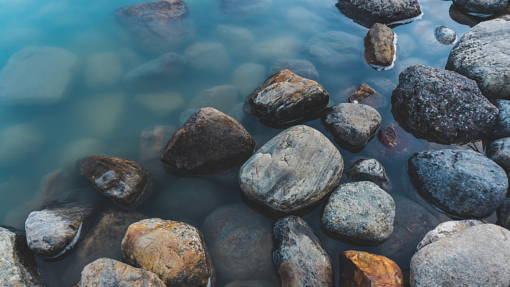 gray pebble, rocks, nature, water, rock - Object, outdoors, stone - Object, HD wallpaper