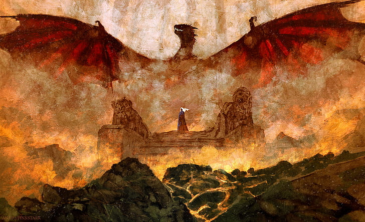 fantasy art, Daenerys Targaryen, dragon, Game of Thrones, HD wallpaper