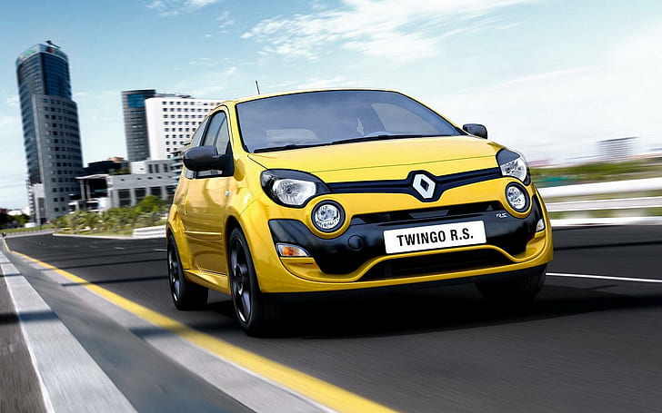 Renault Twingo, yellow renault coupe, cars, 1920x1200, HD wallpaper