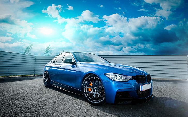 blue BMW sedan, car, blue cars, BMW M4 Coupe, mode of transportation, HD wallpaper