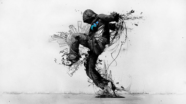 man dancing illustration, abstract, aliens, dancer, digital art
