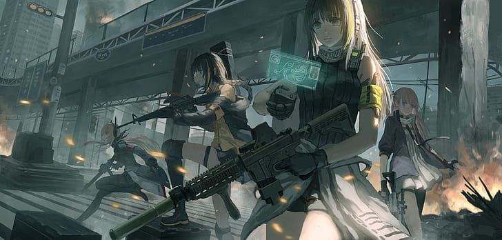 Girls Frontline, Girls_Frontline, gun, girls with guns, anime