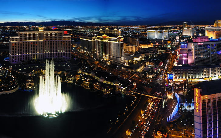 Las Vegas, USA, city, buildings, night lights, HD wallpaper