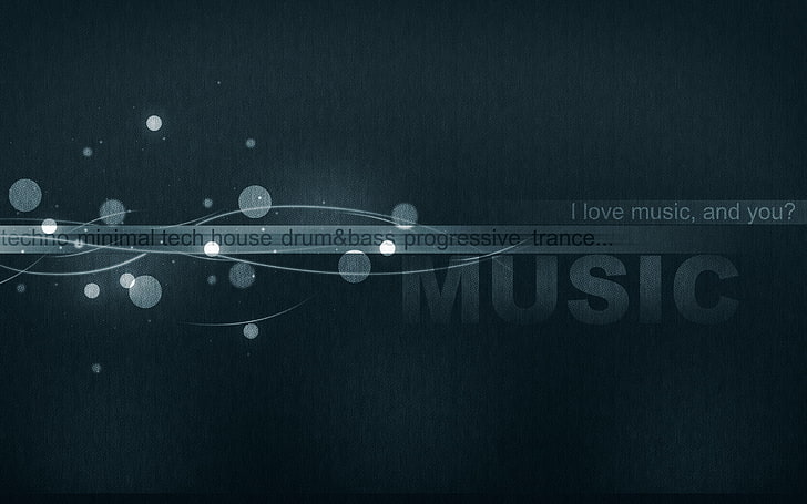 i love music and you text, minimal, techno, tech house..., abstract, HD wallpaper