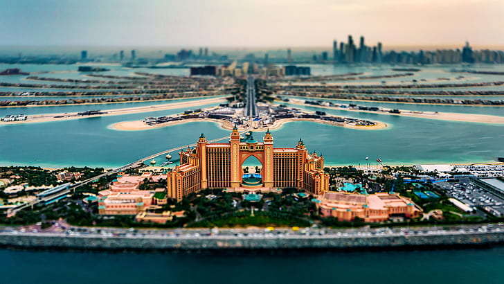 beach, horizon, Dubai, Atlantis The Palm, Palm Jumeirah, HD wallpaper