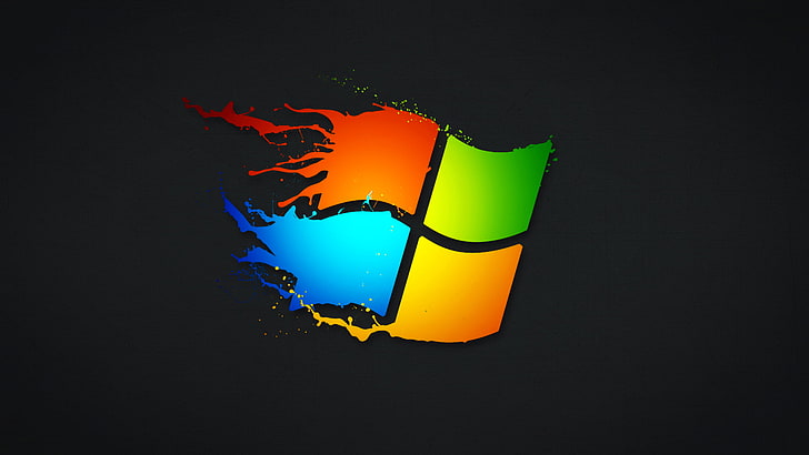 Microsoft Windows logo, computer, paint, color, texture, emblem