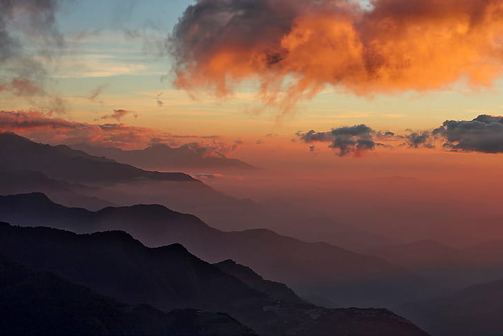 photo of mountains with clouds above, hehuanshan, hehuanshan, HD wallpaper