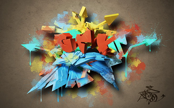assorted-color graffiti wallpaper, art and craft, creativity