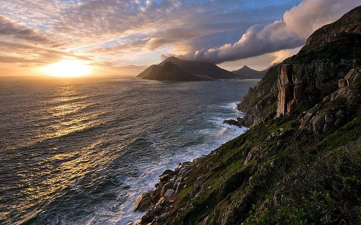photography, nature, water, rock, coast, cliff, landscape, HD wallpaper