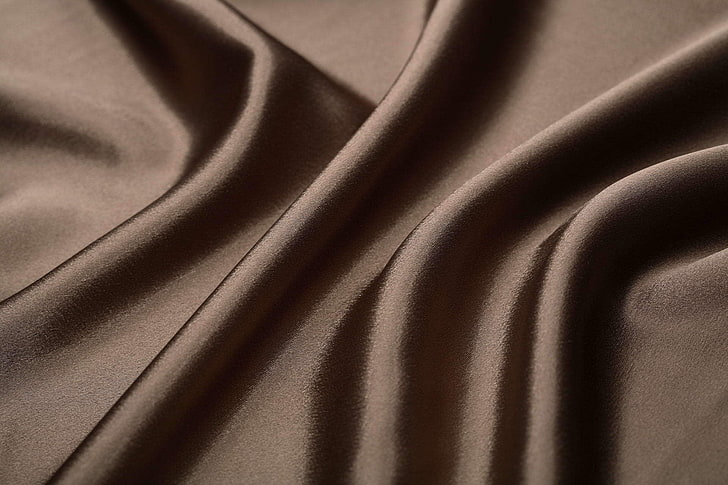 black textile, texture, silk, fabric, brown, folds, backgrounds, HD wallpaper
