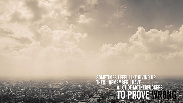 city buildings with text overlay, bird's eye vie city quote text overlay, HD wallpaper