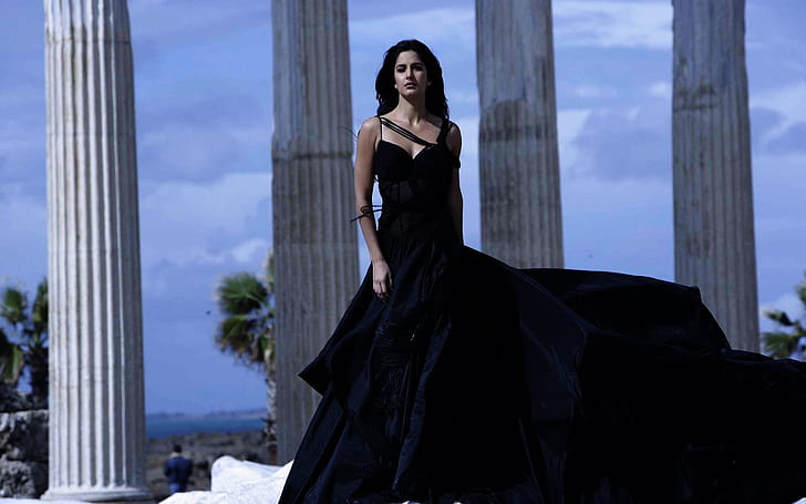 Katrina Kaif Black Dress, women, bollywood actress, celebrity, HD wallpaper