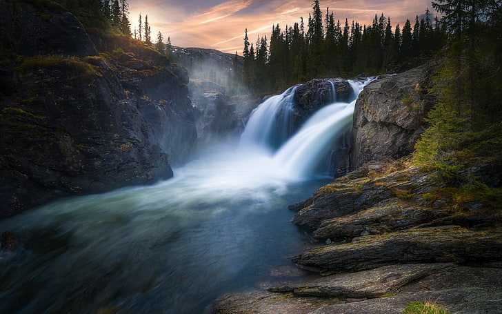 Ole Henrik Skjelstad, nature, waterfall, river, landscape, long exposure