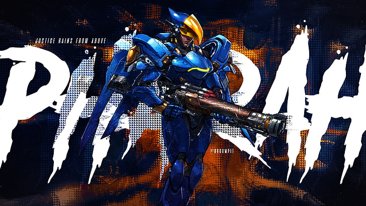 blue game character, Pharah (Overwatch), representation, human representation, HD wallpaper