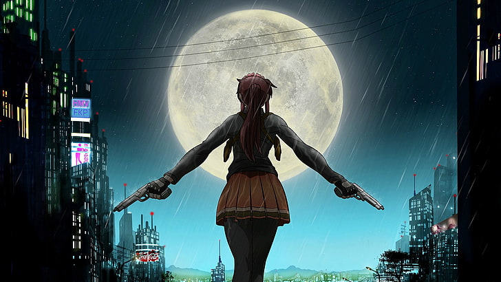 female character holding two pistols digital wallpaper, Black Lagoon