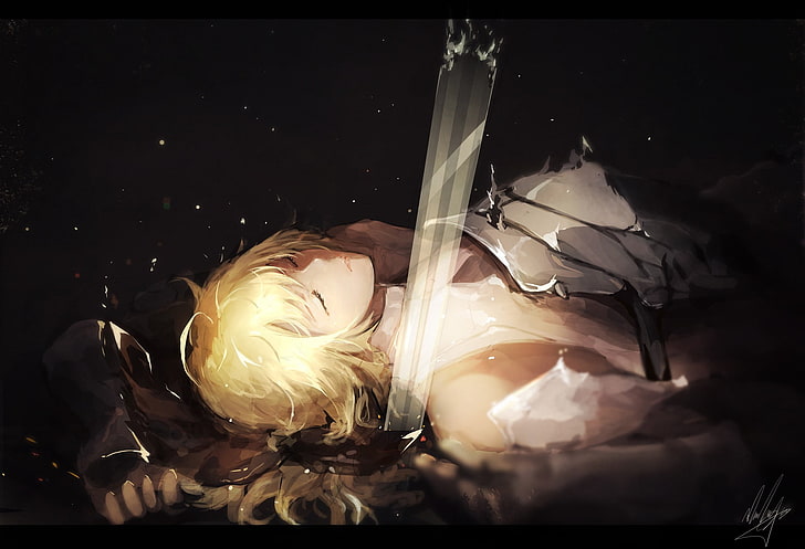 Saber, Fate/Stay Night: Unlimited Blade Works, solo, anime girls