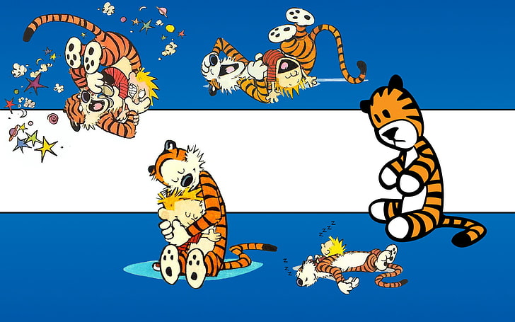 HD wallpaper: Calvin and Hobbes, tiger, comics, sky, blue, animal wildlife  | Wallpaper Flare