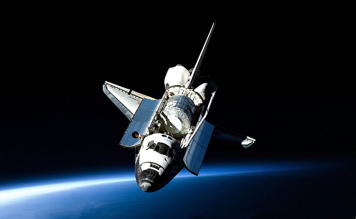 space craft illustration, shuttle, open space, flight, flying, HD wallpaper