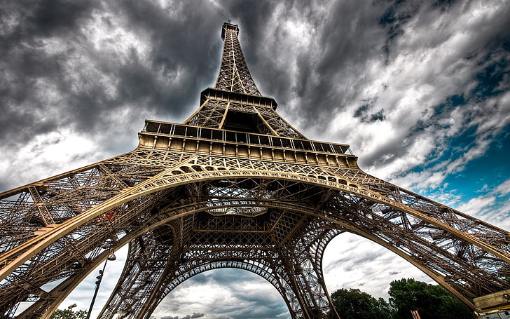 painting of Eiffel tower, Paris, France, cloud - sky, architecture, HD wallpaper