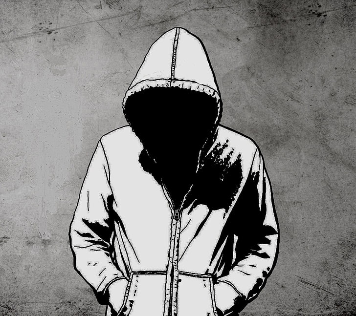 grayscale photo of hoodie, monochrome, hoods, simple background