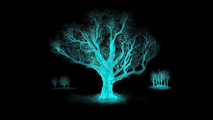 tree trunk, glowing