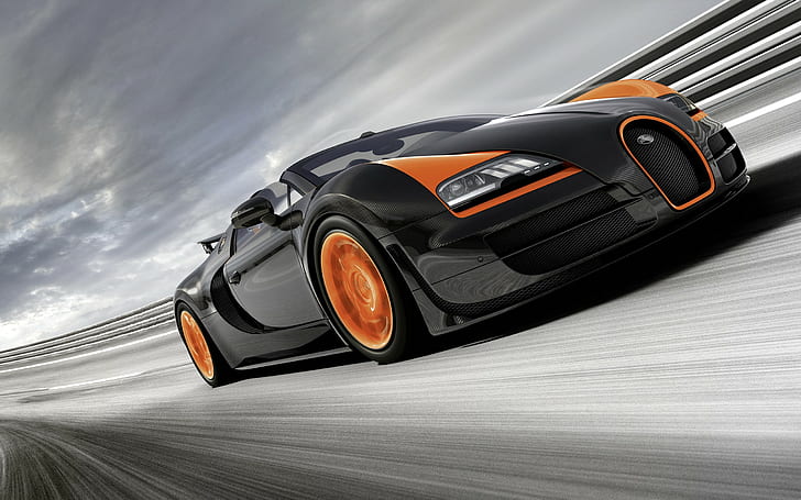 Bugatti Veyron Grand Sport Vitesse, car, race tracks, motion blur, HD wallpaper