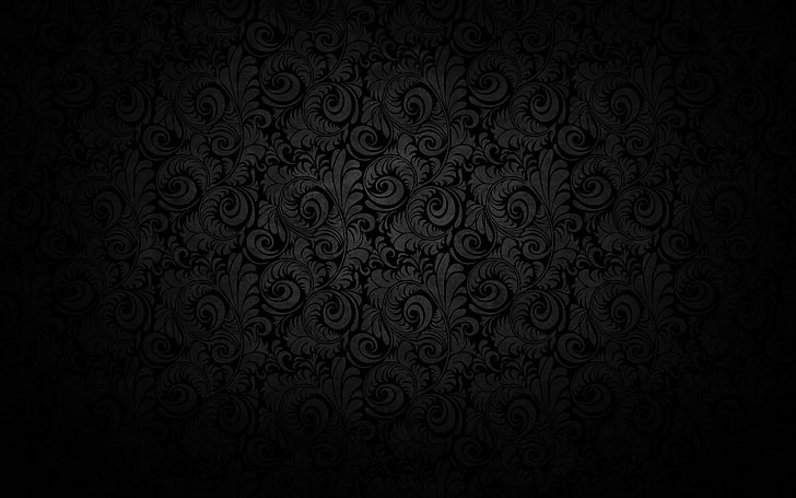 floral, dark background, pattern, HD wallpaper