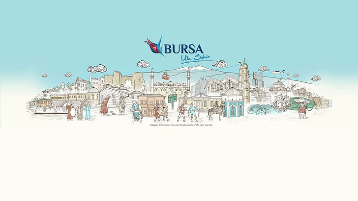 Bursa ads, Ulu Şehir, Ottoman, Turkey, history, copy space, representation, HD wallpaper