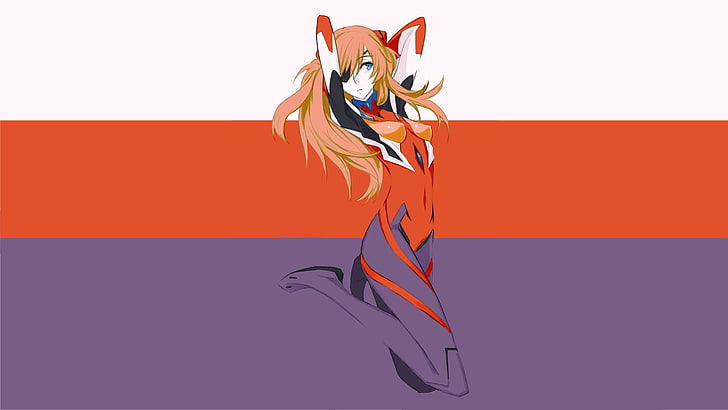 orange-haired female character wallpaper, Neon Genesis Evangelion