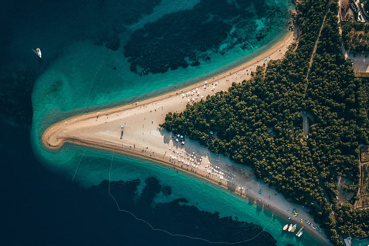 nature, landscape, bird's eye view, water, sea, Croatia, beach, HD wallpaper