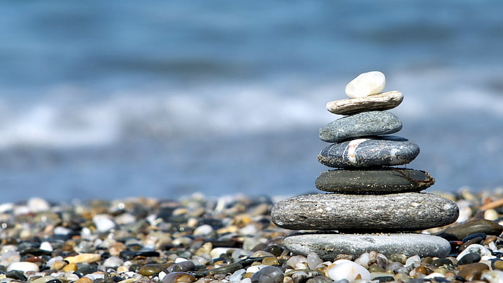 stones, pebbles, depth of field, nature, stack, stone - object
