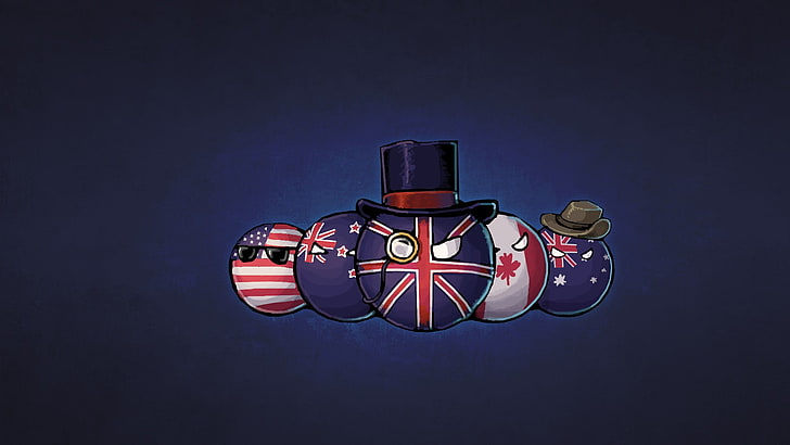 flags wallpaper, countryballs, USA, England, Canada, Australia