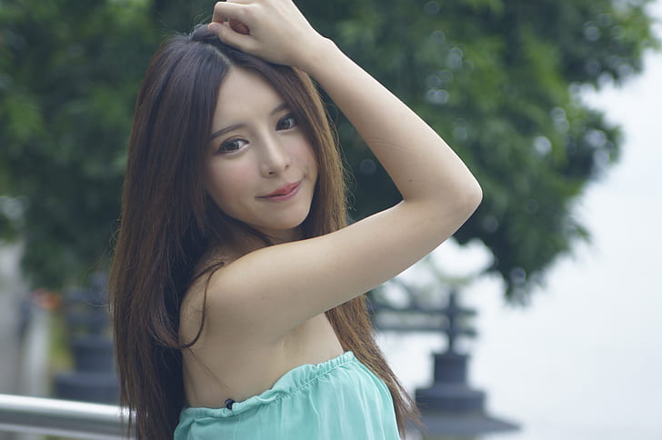 HD wallpaper: Models, Zhang Qi Jun, Asian, Bokeh, Face, Girl, Hong Kong ...
