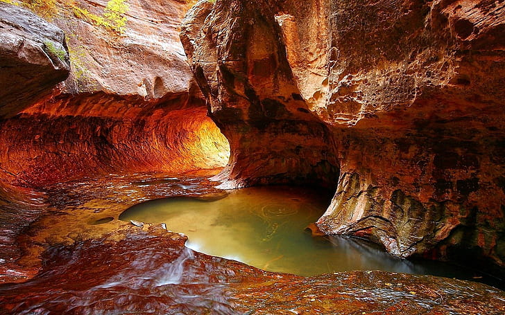 Canyon Rocks Cave River Zion National Park Usa Desktop Backgrounds 1920×1200
