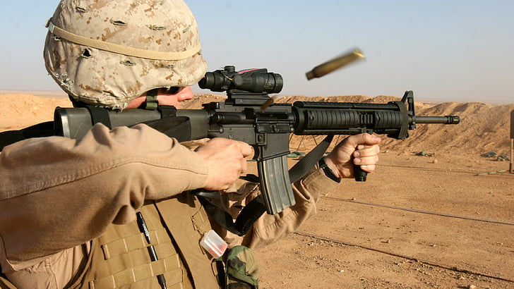 M16 rifle, U.S. Marine, M16A1, M4A1, U.S. Army, soldier, firing, HD wallpaper
