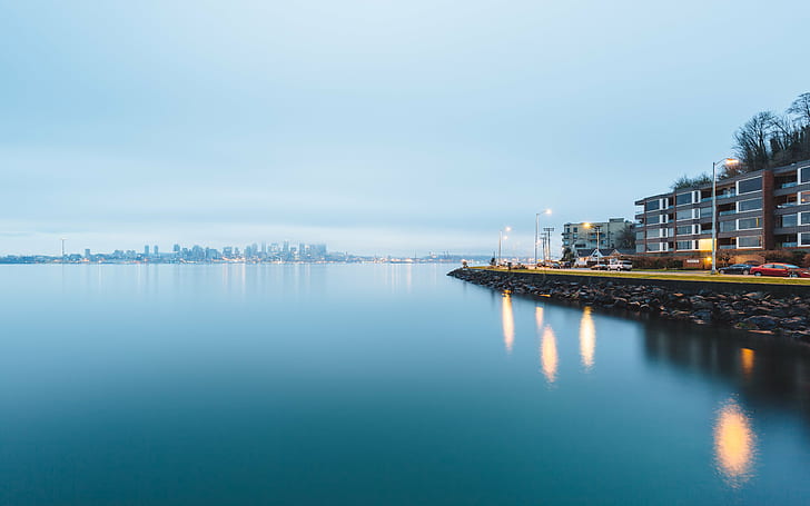 bay landscape photography, Blue, Morning  bay, long exposure