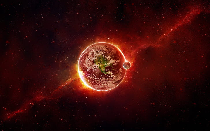 Red Earth Planets HD, space, HD wallpaper