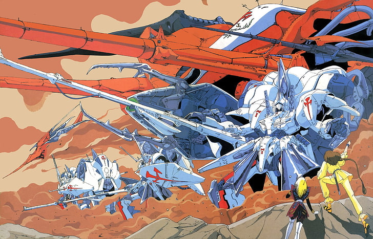HD wallpaper: orange and white robot anime illustration, The Five Star  Stories | Wallpaper Flare