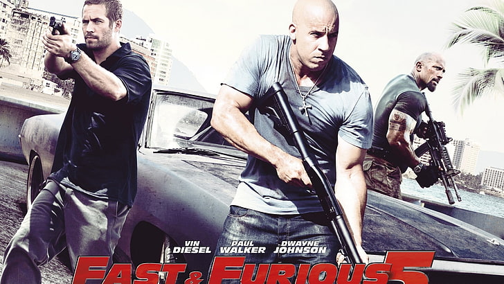 Fast & Furious 5 poster, movies, Fast and Furious, Dwayne Johnson, HD wallpaper