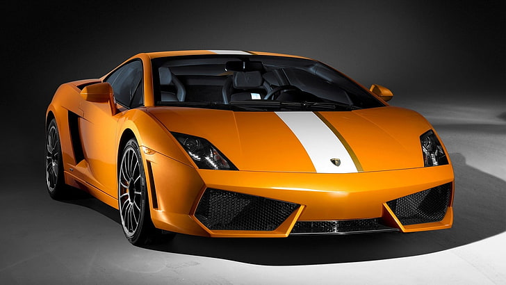 orange and black convertible coupe, Lamborghini Gallardo, orange cars, HD wallpaper