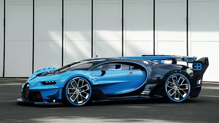 blue Bugatti coupe, Bugatti Vision Gran Turismo, Grand Sport, HD wallpaper