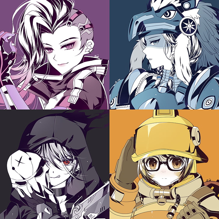 collage, Reaper (Overwatch), Sombra (Overwatch), Pharah (Overwatch)