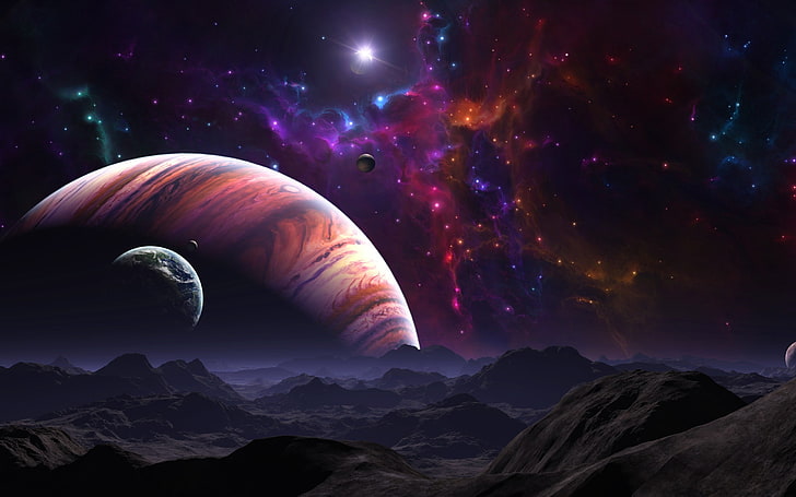 universe and planet wallpaper, landscape, science fiction, fantasy art