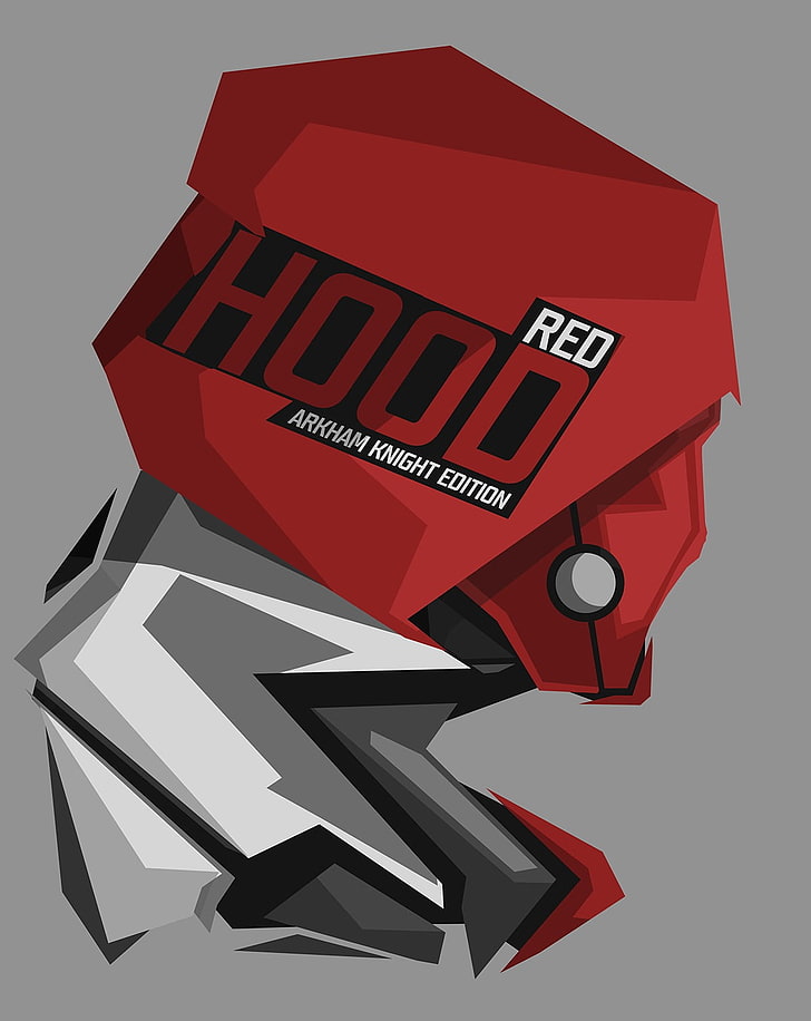 red and gray Hood logo, superhero, DC Comics, Red Hood, gray background, HD wallpaper