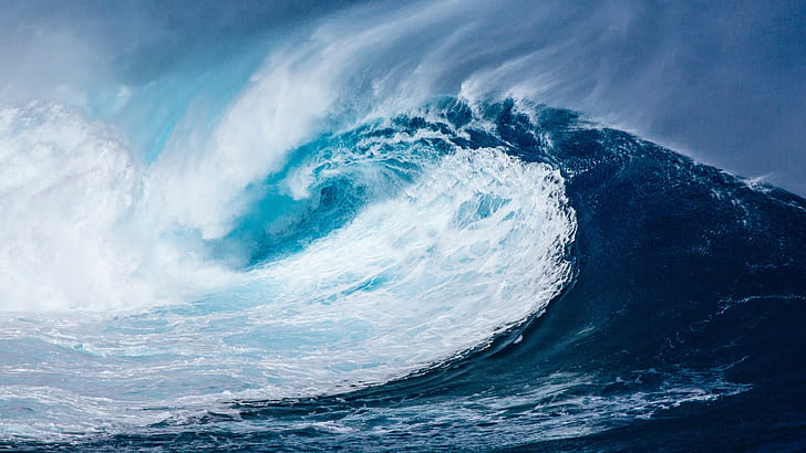 tidal waves, sea, wind, water, HD wallpaper