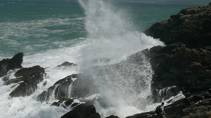 ocean crashing on rocks during daytime, Bit, Penwith, DMC, TZ3, HD wallpaper